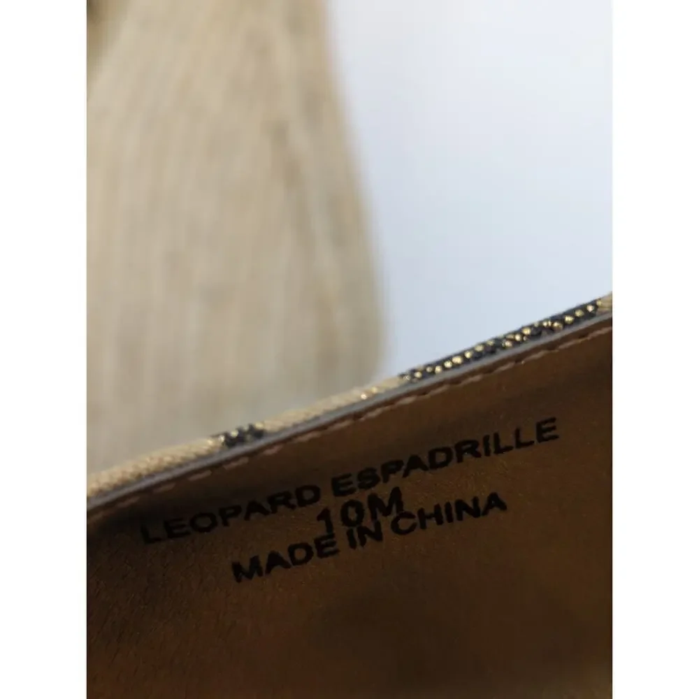 Chico’s Wedge 10 Metallic Animal Print‎ Leopard Peep Toe Slingback Espadrilles